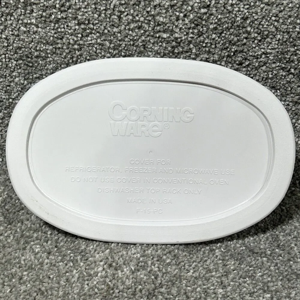 Corning Ware French White Individual Casserole Dish & Plastic Lid 15oz Oval